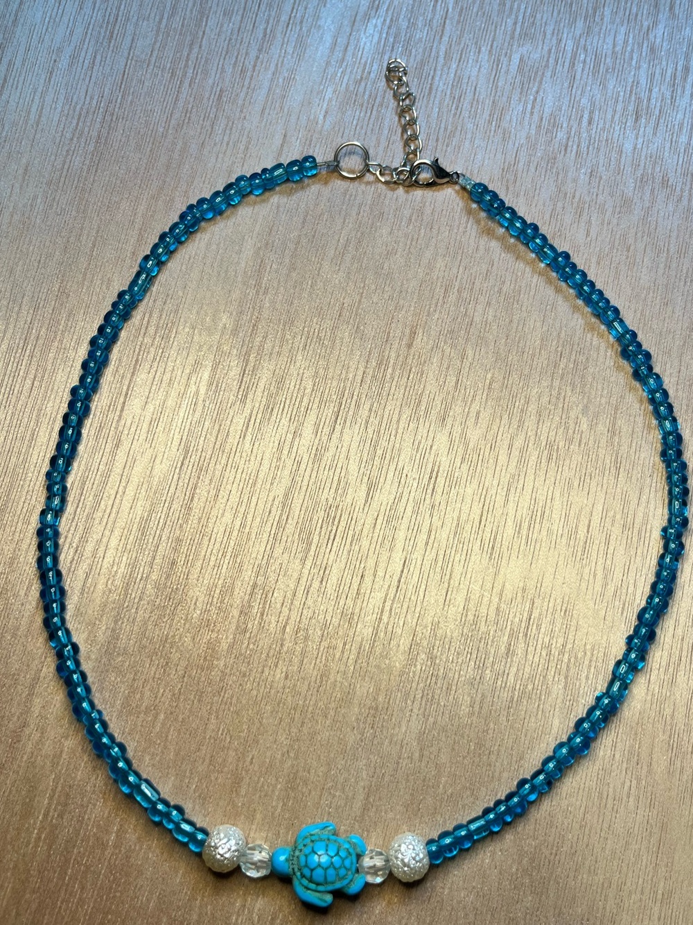 Blue Turtle Beaded Necklace - Unbranded